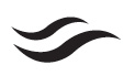 A simple black graphic featuring two curved, wavy lines.